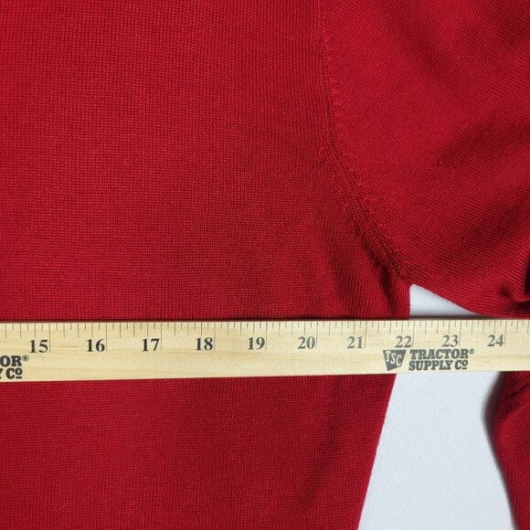 Turnbury Merino Wool Sweater Men's Large Red V Neck Warm Cabincore Preppy - Picture 6 of 8